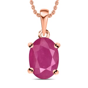 Rhapsody AAAA Mozambique Ruby 1.10 ctw Solitaire Pendant Necklace 20 Inches in 18K Rose Gold