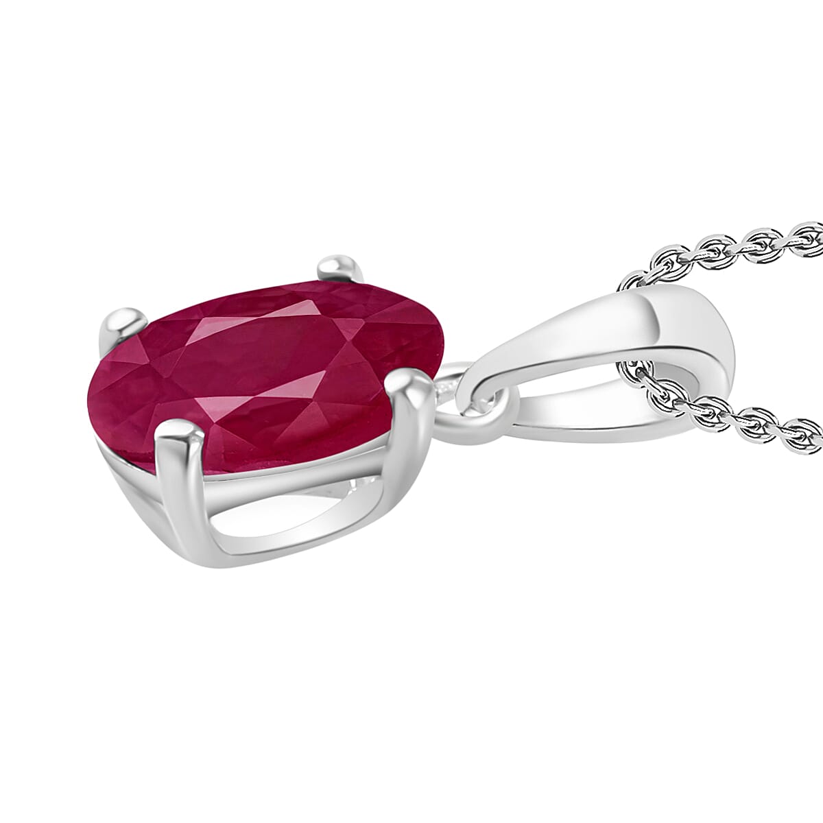 Rhapsody AAAA Mozambique Ruby 1.10 ctw Solitaire Pendant Necklace 20 Inches in 950 Platinum image number 2