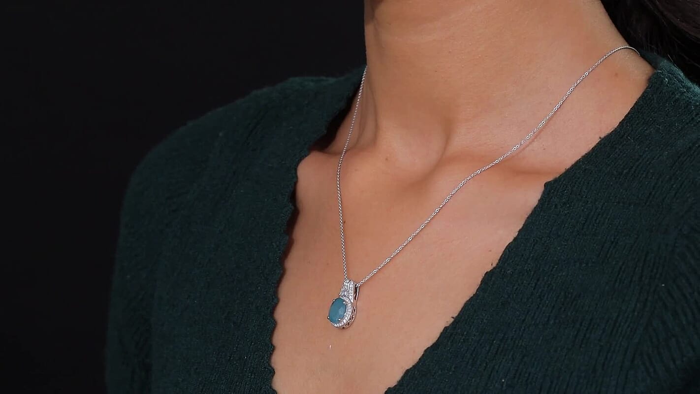 D'Joy Premium Tanzanian Mandarin Garnet and White Zircon 2.00 ctw Bloomfire Pendant Necklace 20 Inches in Rhodium Over Sterling Silver