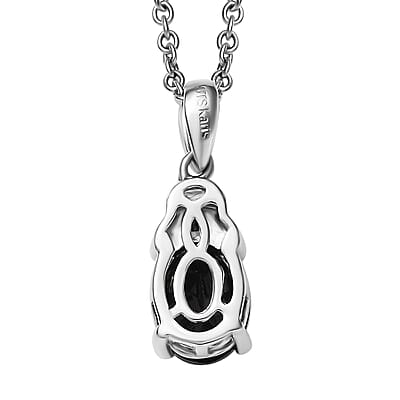 EverTrue Thai Black Spinel 6.50 ctw Earrings, Ring (Size 5.0) and Pendant in Platinum Bond with Stainless Steel Necklace 20 Inches