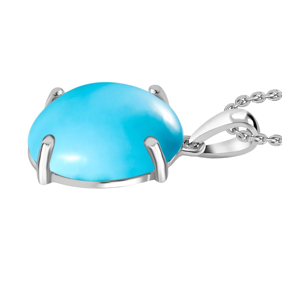 Luxoro Premium Sleeping Beauty Turquoise 7.00 ctw Solitaire Pendant Necklace 20 Inches in 14K Yellow Gold image number 2