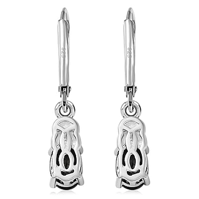 EverTrue Thai Black Spinel 6.50 ctw Earrings, Ring (Size 11.0) and Pendant in Platinum Bond with Stainless Steel Necklace 20 Inches