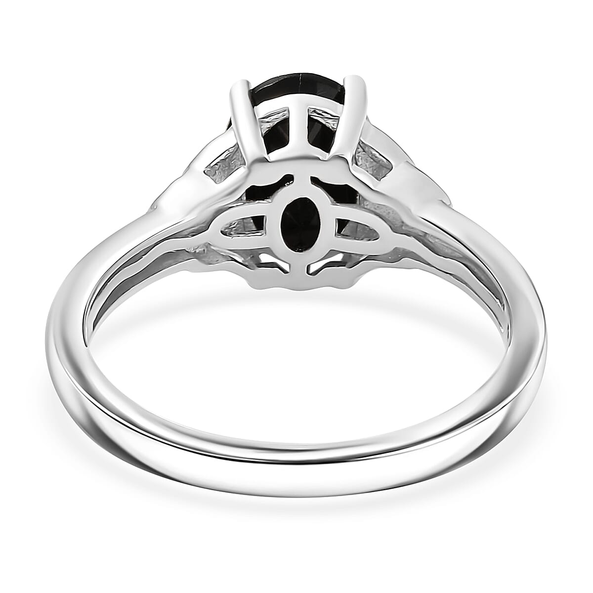 EverTrue Thai Black Spinel 6.50 ctw Earrings, Ring (Size 10.0) and Pendant in Platinum Bond with Stainless Steel Necklace 20 Inches image number 4