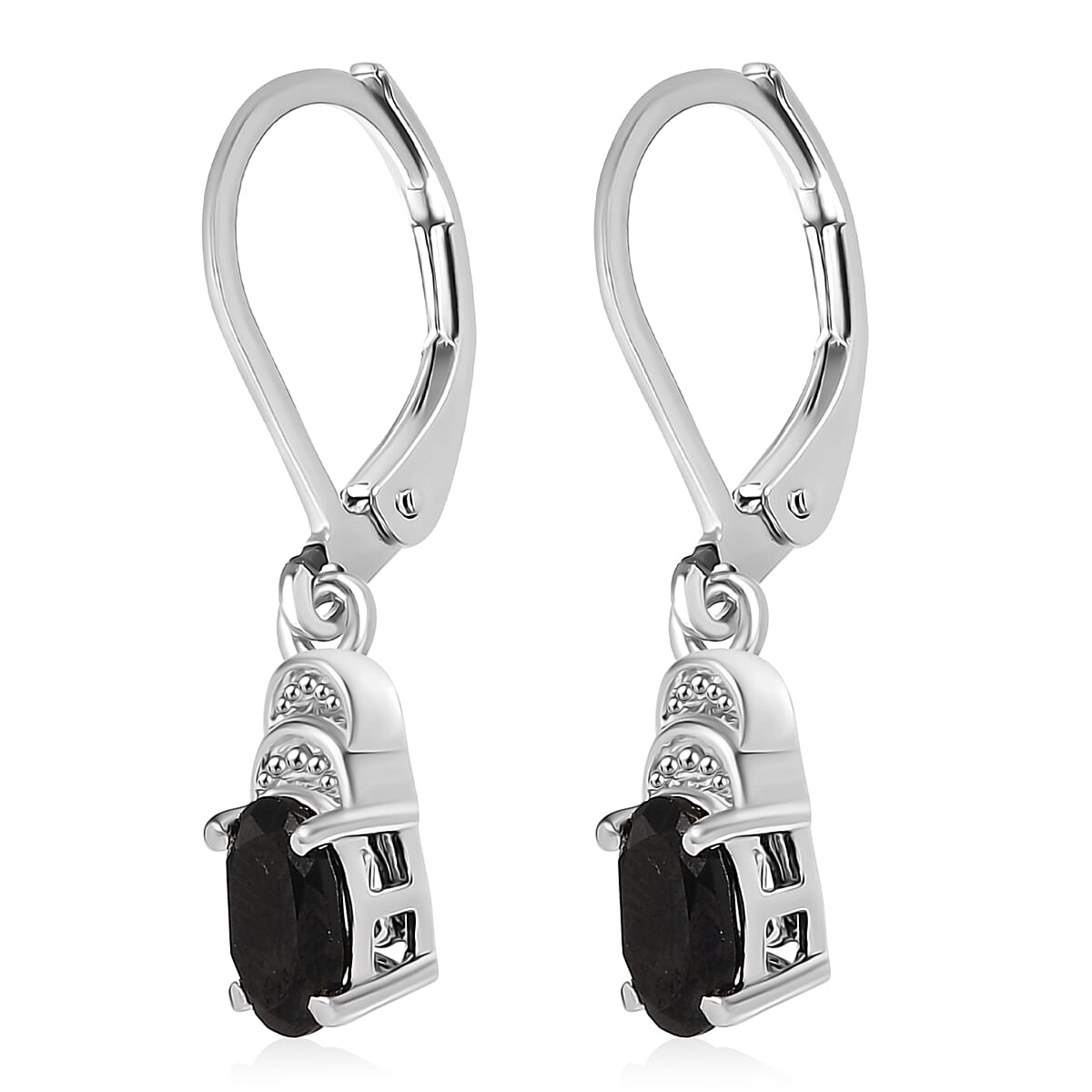 EverTrue Thai Black Spinel 6.50 ctw Earrings, Ring (Size 7.0) and Pendant in Platinum Bond with Stainless Steel Necklace 20 Inches image number 5