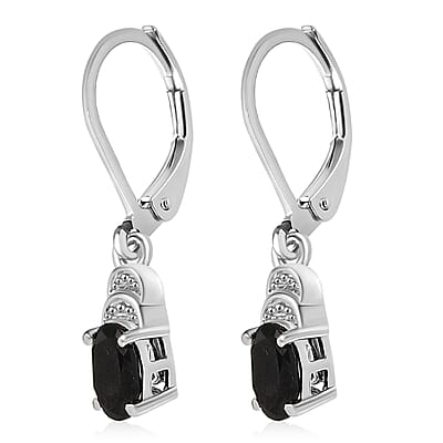 EverTrue Thai Black Spinel 6.50 ctw Earrings, Ring (Size 7.0) and Pendant in Platinum Bond with Stainless Steel Necklace 20 Inches