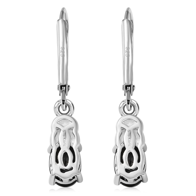 EverTrue Thai Black Spinel 6.50 ctw Earrings, Ring (Size 7.0) and Pendant in Platinum Bond with Stainless Steel Necklace 20 Inches