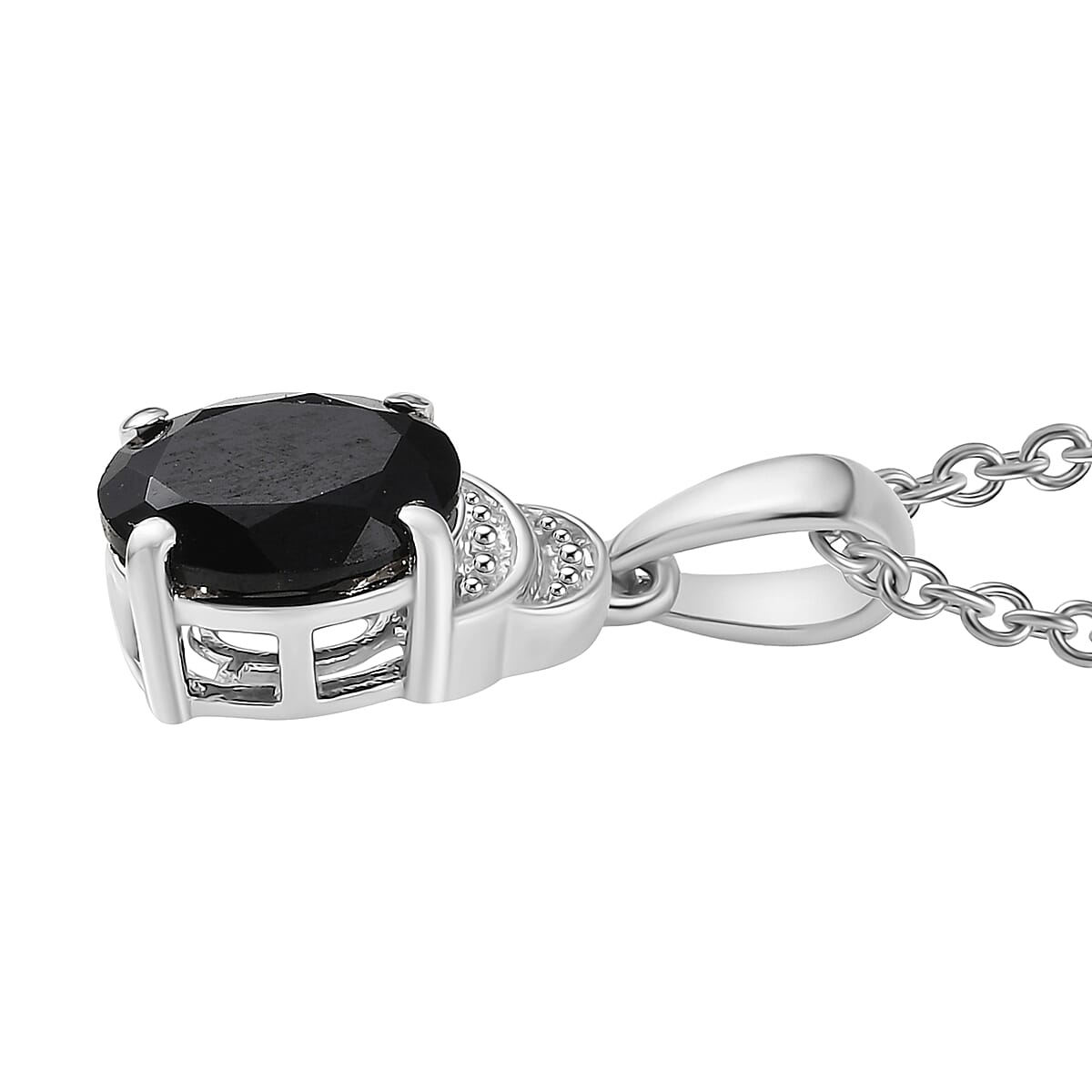 EverTrue Thai Black Spinel 6.50 ctw Earrings, Ring (Size 7.0) and Pendant in Platinum Bond with Stainless Steel Necklace 20 Inches image number 8