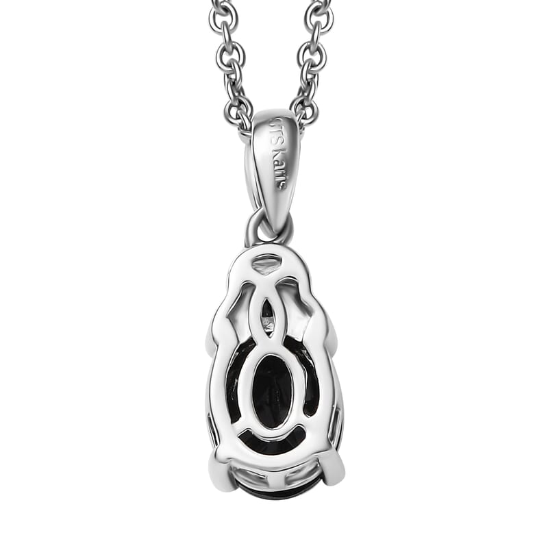 EverTrue Thai Black Spinel 6.50 ctw Earrings, Ring (Size 7.0) and Pendant in Platinum Bond with Stainless Steel Necklace 20 Inches