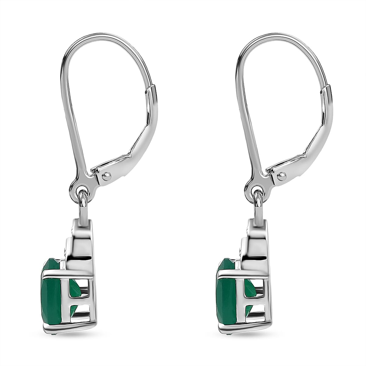 EverTrue Green Onyx 4.80 ctw Earrings, Ring (Size 11.0) and Pendant in Platinum Bond with Stainless Steel Necklace 20 Inches image number 7