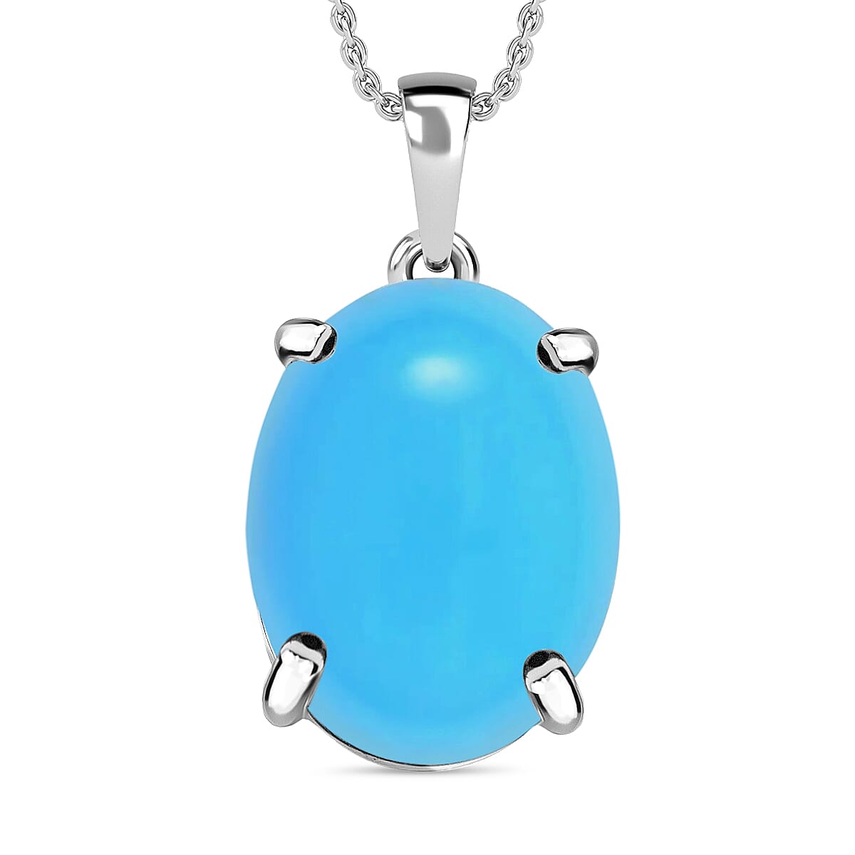 Rhapsody AAAA Sleeping Beauty Turquoise 7.00 ctw Solitaire Pendant Necklace 20 Inches in 18K White Gold image number 0