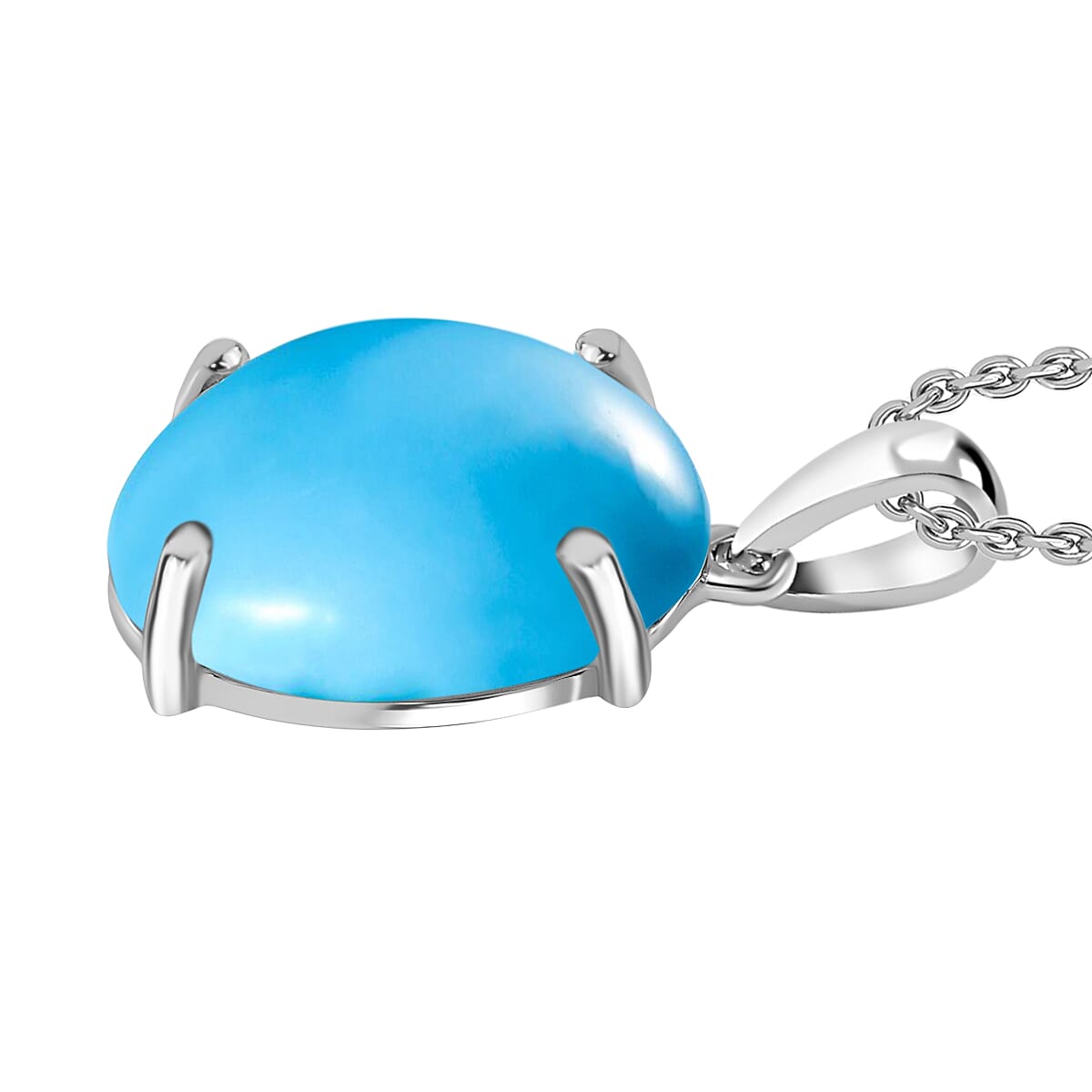 Rhapsody AAAA Sleeping Beauty Turquoise 7.00 ctw Solitaire Pendant Necklace 20 Inches in 18K White Gold image number 2
