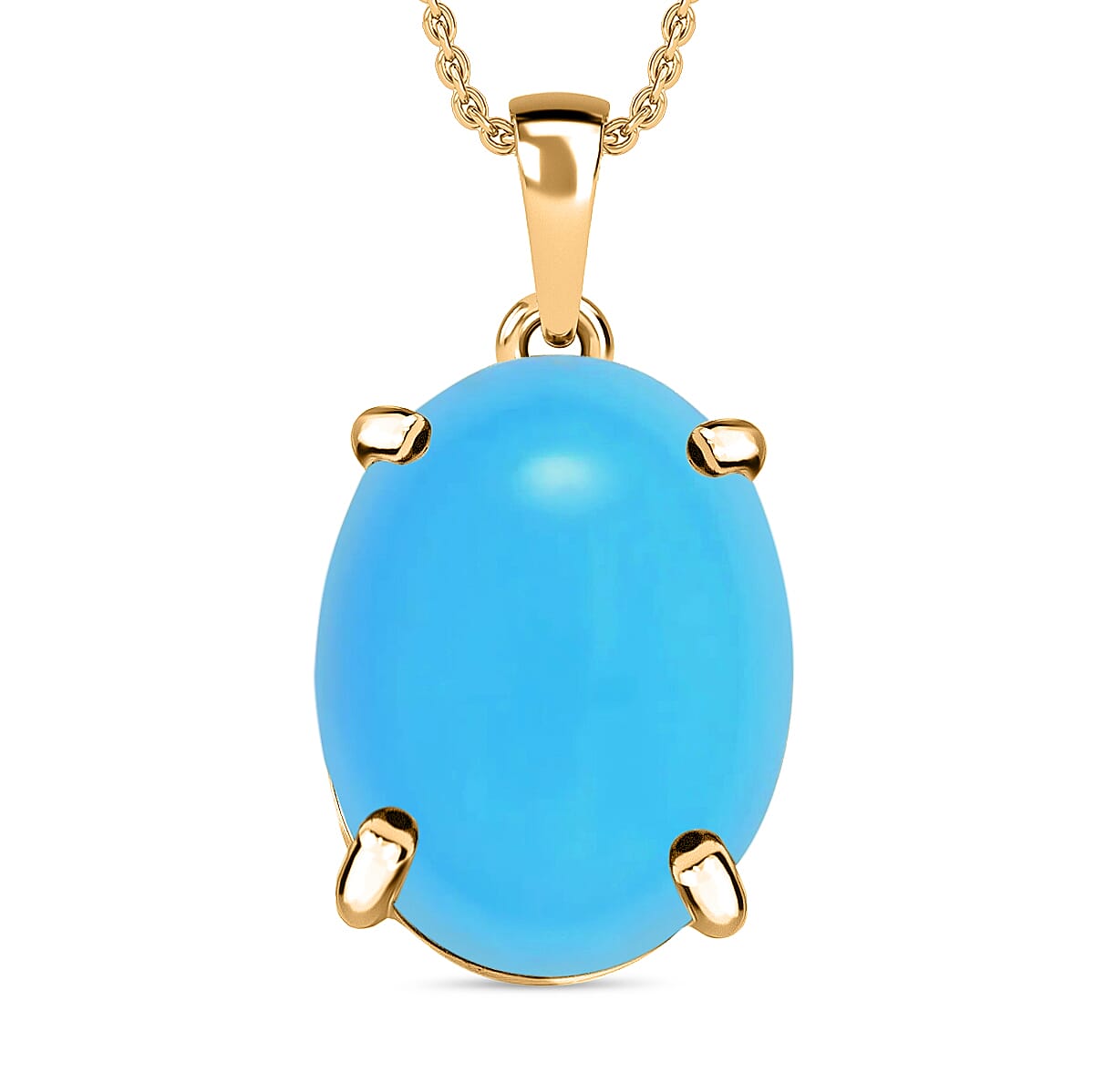 Rhapsody AAAA Sleeping Beauty Turquoise 7.00 ctw Solitaire Pendant Necklace 20 Inches in 18K Yellow Gold image number 0