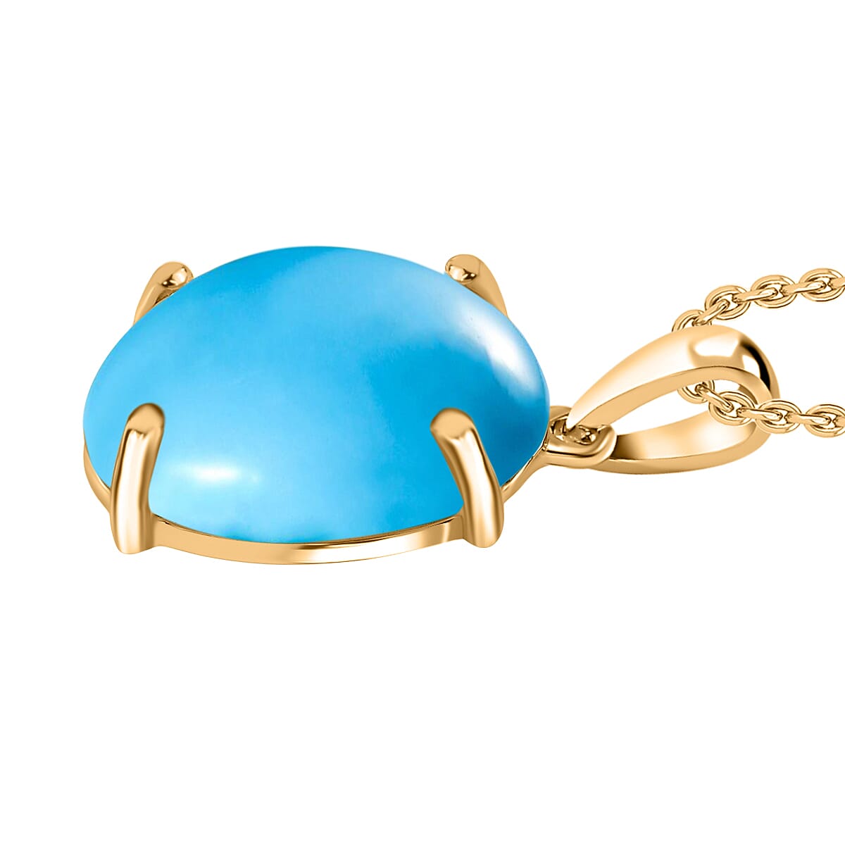 Rhapsody AAAA Sleeping Beauty Turquoise 7.00 ctw Solitaire Pendant Necklace 20 Inches in 18K Yellow Gold image number 2