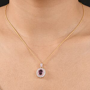 Luxoro AAA Radiant Ember Garnet, Madagascar Pink Sapphire and I1 Diamond 1.85 ctw Blush & Bloom Pendant Necklace in 10K Yellow Gold 20 Inches