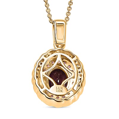 Luxoro AAA Radiant Ember Garnet, Madagascar Pink Sapphire and I1 Diamond 1.85 ctw Blush & Bloom Pendant Necklace in 10K Yellow Gold 20 Inches