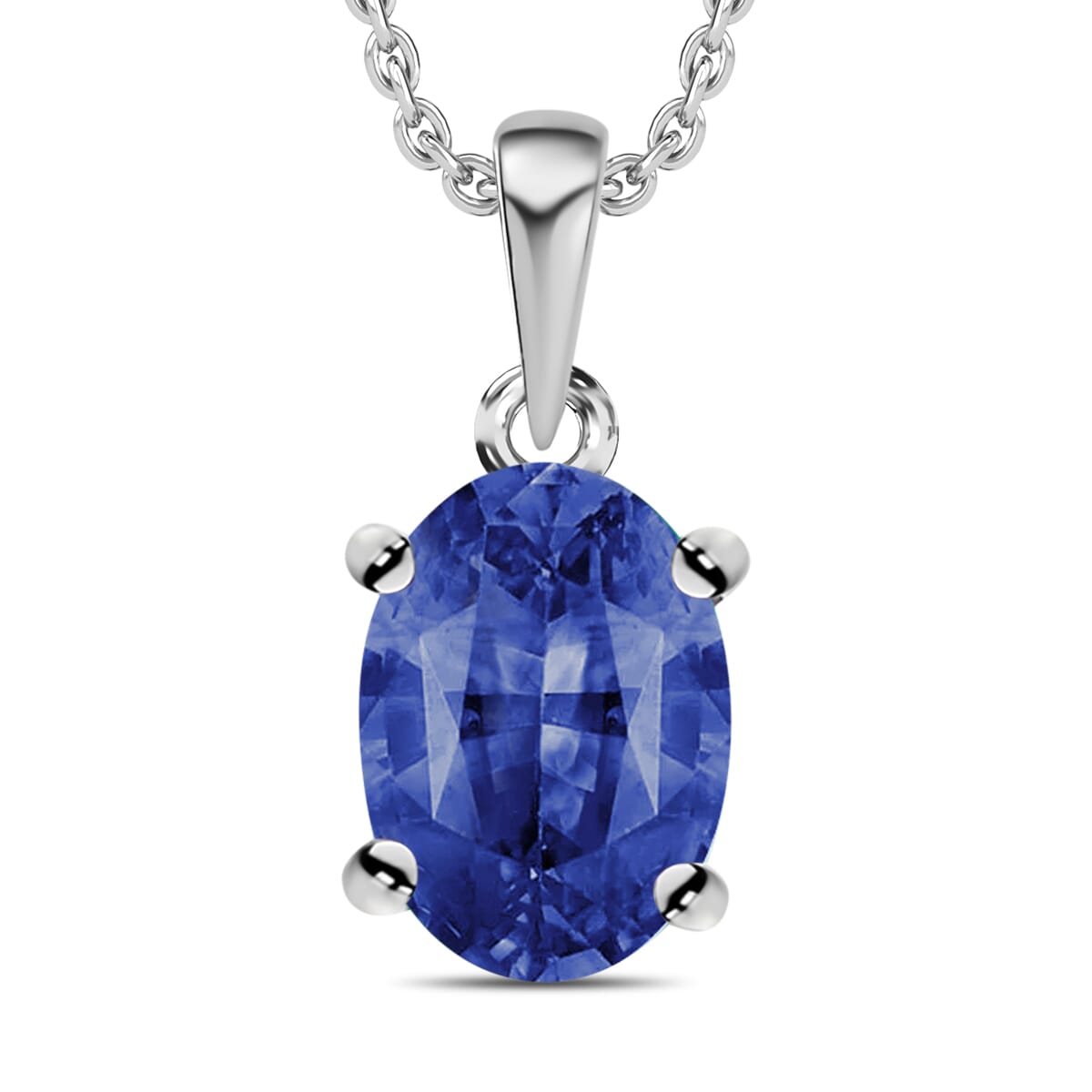 Rhapsody AAAA Ceylon Blue Sapphire 0.90 ctw Solitaire Pendant Necklace 20 Inches in 18K White Gold image number 0