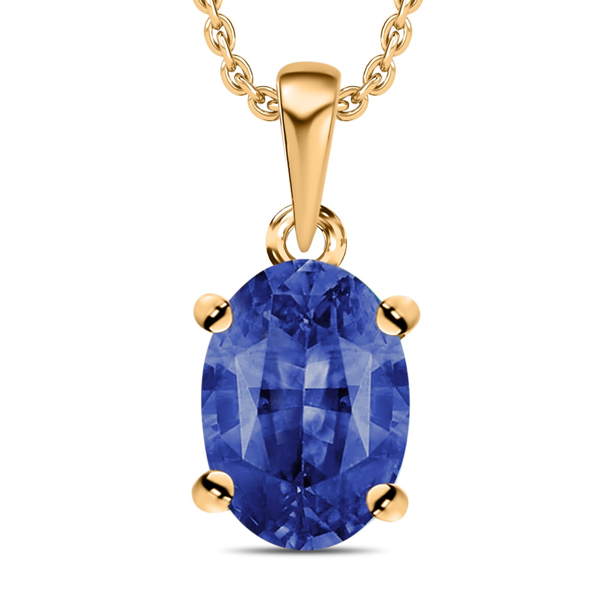 Rhapsody AAAA Ceylon Blue Sapphire 0.90 ctw Solitaire Pendant Necklace 20 Inches in 18K Yellow Gold image number 0