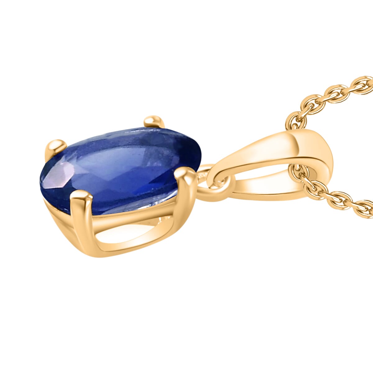 Rhapsody AAAA Ceylon Blue Sapphire 0.90 ctw Solitaire Pendant Necklace 20 Inches in 18K Yellow Gold image number 2