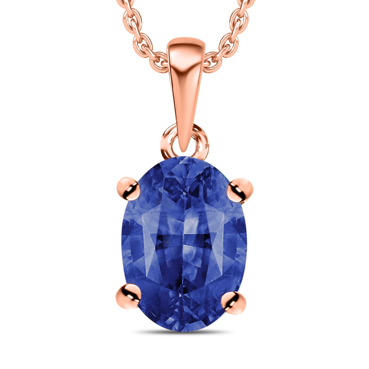 Rhapsody AAAA Ceylon Blue Sapphire 0.90 ctw Solitaire Pendant Necklace 20 Inches in 18K Rose Gold image number 0