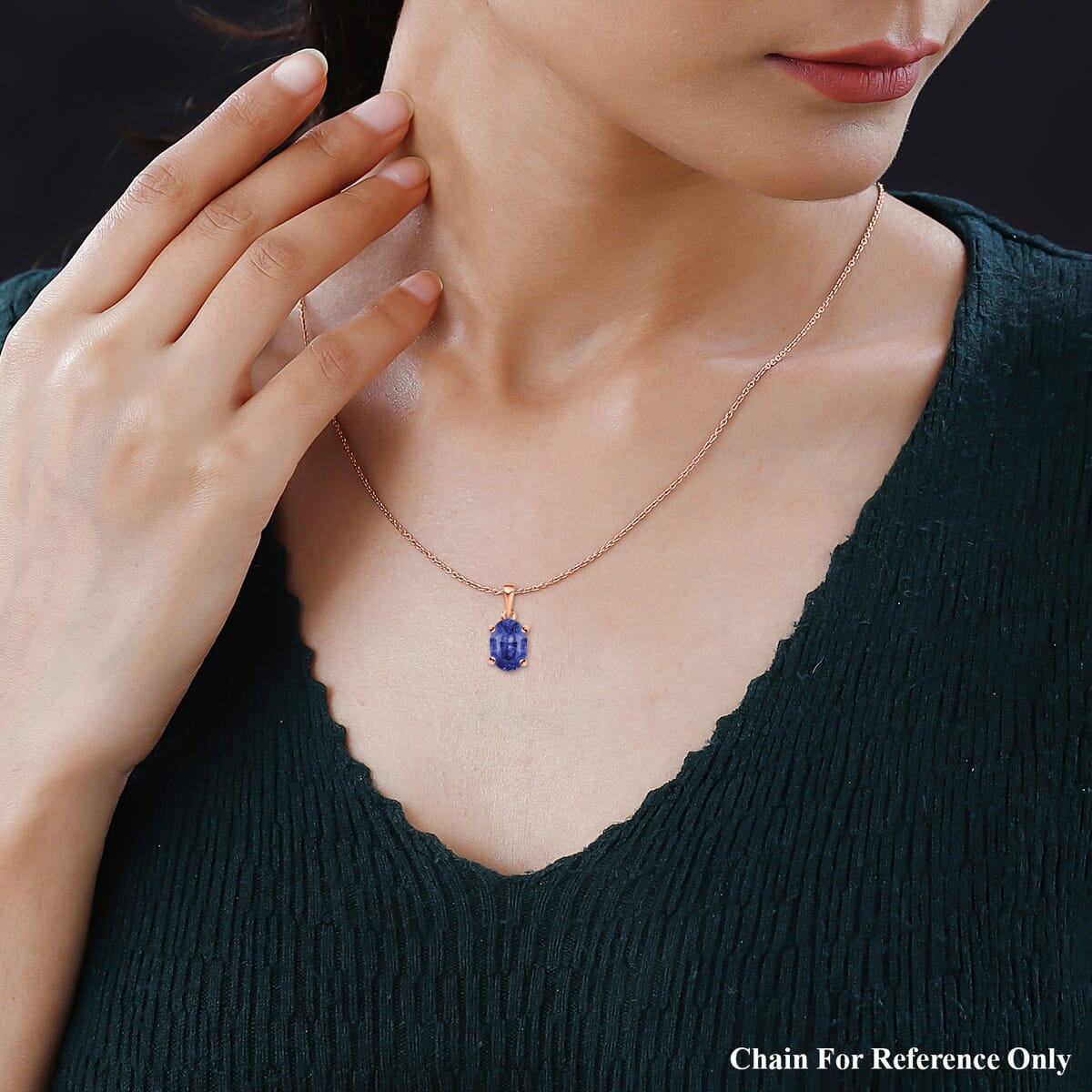 Rhapsody AAAA Ceylon Blue Sapphire 0.90 ctw Solitaire Pendant Necklace 20 Inches in 18K Rose Gold image number 1