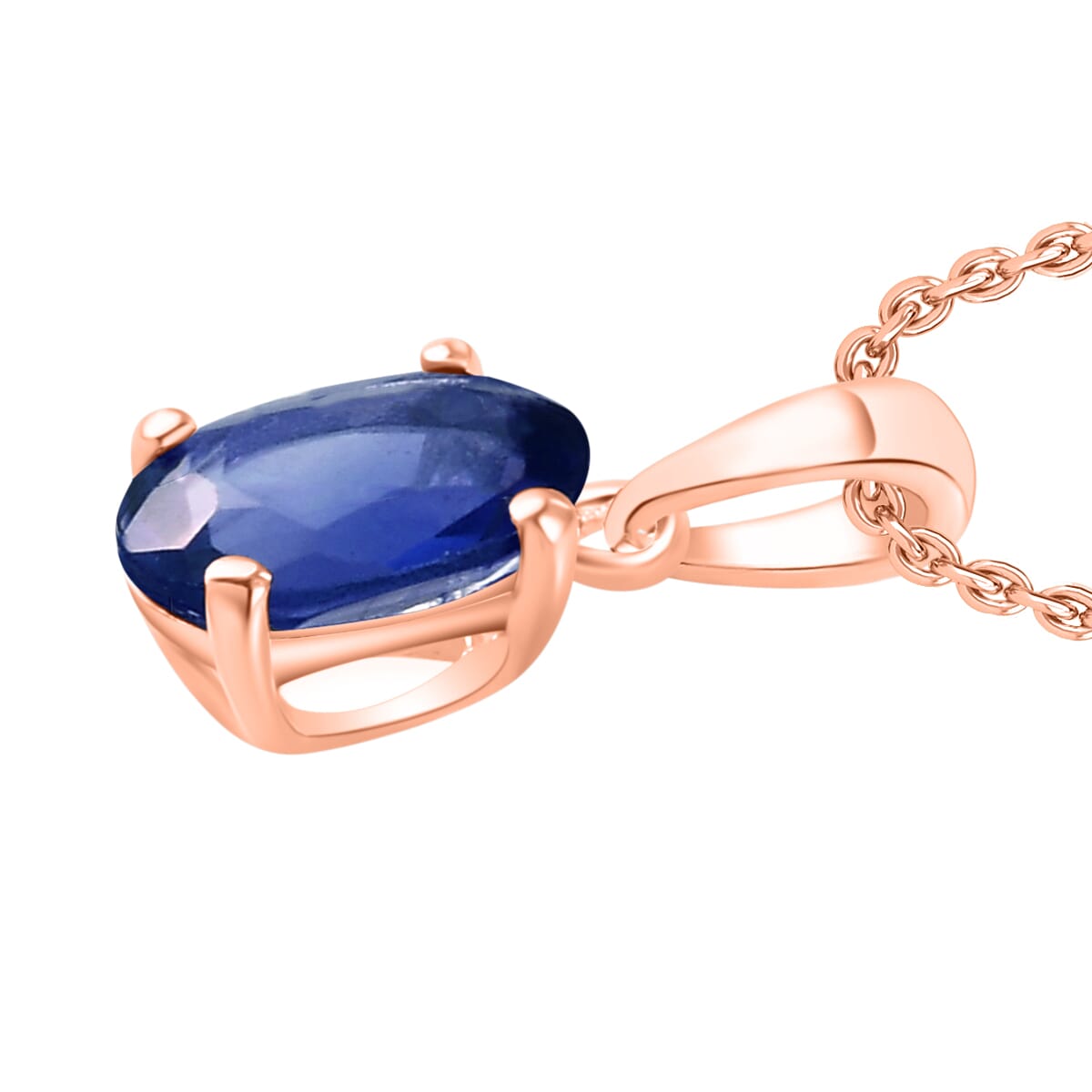 Rhapsody AAAA Ceylon Blue Sapphire 0.90 ctw Solitaire Pendant Necklace 20 Inches in 18K Rose Gold image number 2