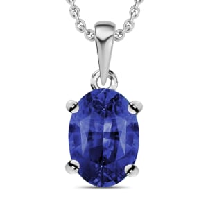 Rhapsody AAAA Ceylon Blue Sapphire 0.90 ctw Solitaire Pendant Necklace 20 Inches in 950 Platinum
