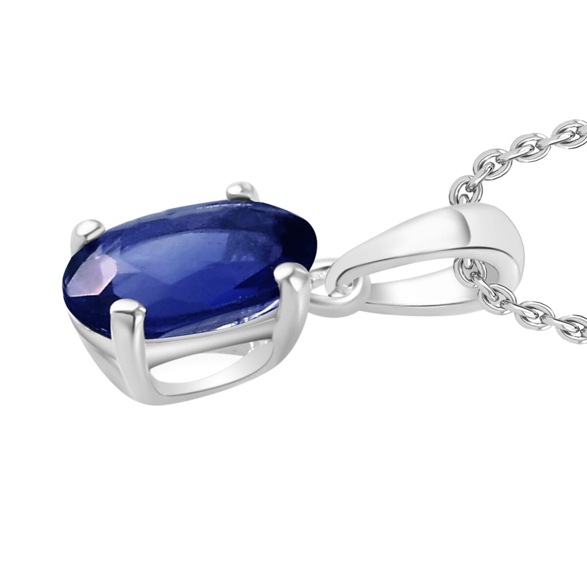 Rhapsody AAAA Ceylon Blue Sapphire 0.90 ctw Solitaire Pendant Necklace 20 Inches in 950 Platinum image number 2