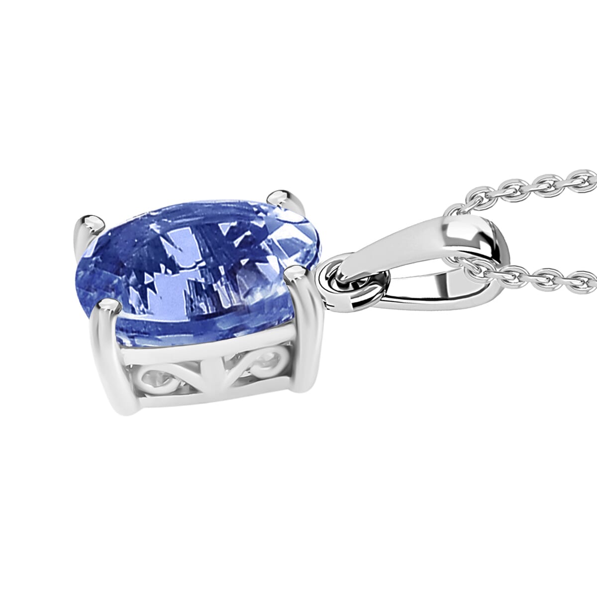 Rhapsody AAAA Ceylon Blue Sapphire 1.40 ctw Solitaire Pendant Necklace 20 Inches in 18K White Gold image number 2