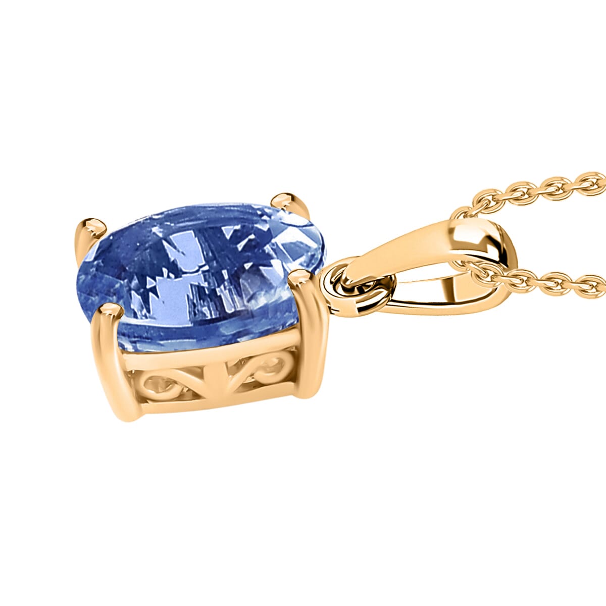 Rhapsody AAAA Ceylon Blue Sapphire 1.40 ctw Solitaire Pendant Necklace 20 Inches in 18K Yellow Gold image number 2