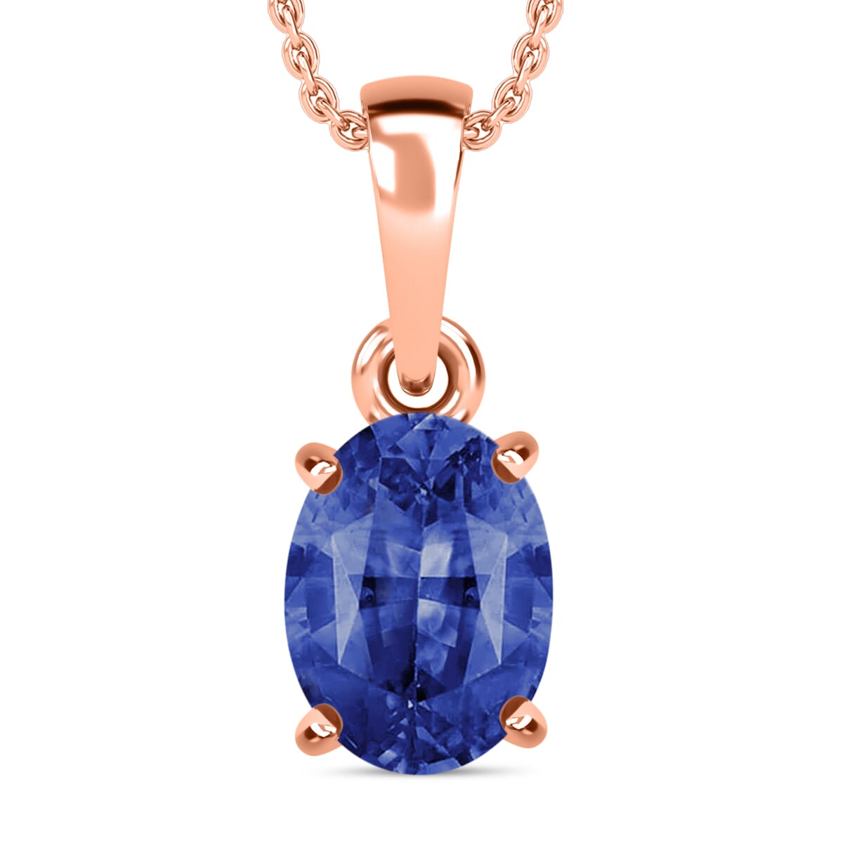 Rhapsody AAAA Ceylon Blue Sapphire 1.40 ctw Solitaire Pendant Necklace 20 Inches in 18K Rose Gold image number 0