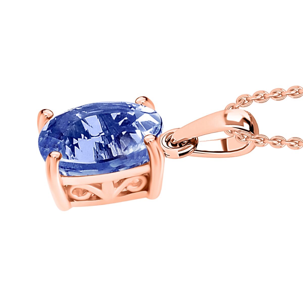 Rhapsody AAAA Ceylon Blue Sapphire 1.40 ctw Solitaire Pendant Necklace 20 Inches in 18K Rose Gold image number 2