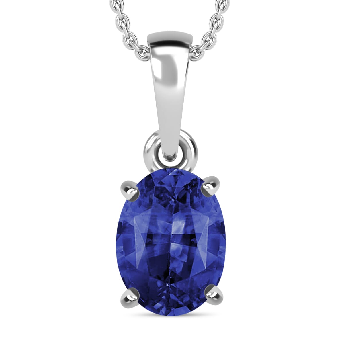 Rhapsody AAAA Ceylon Blue Sapphire 1.40 ctw Solitaire Pendant Necklace 20 Inches in 950 Platinum image number 0