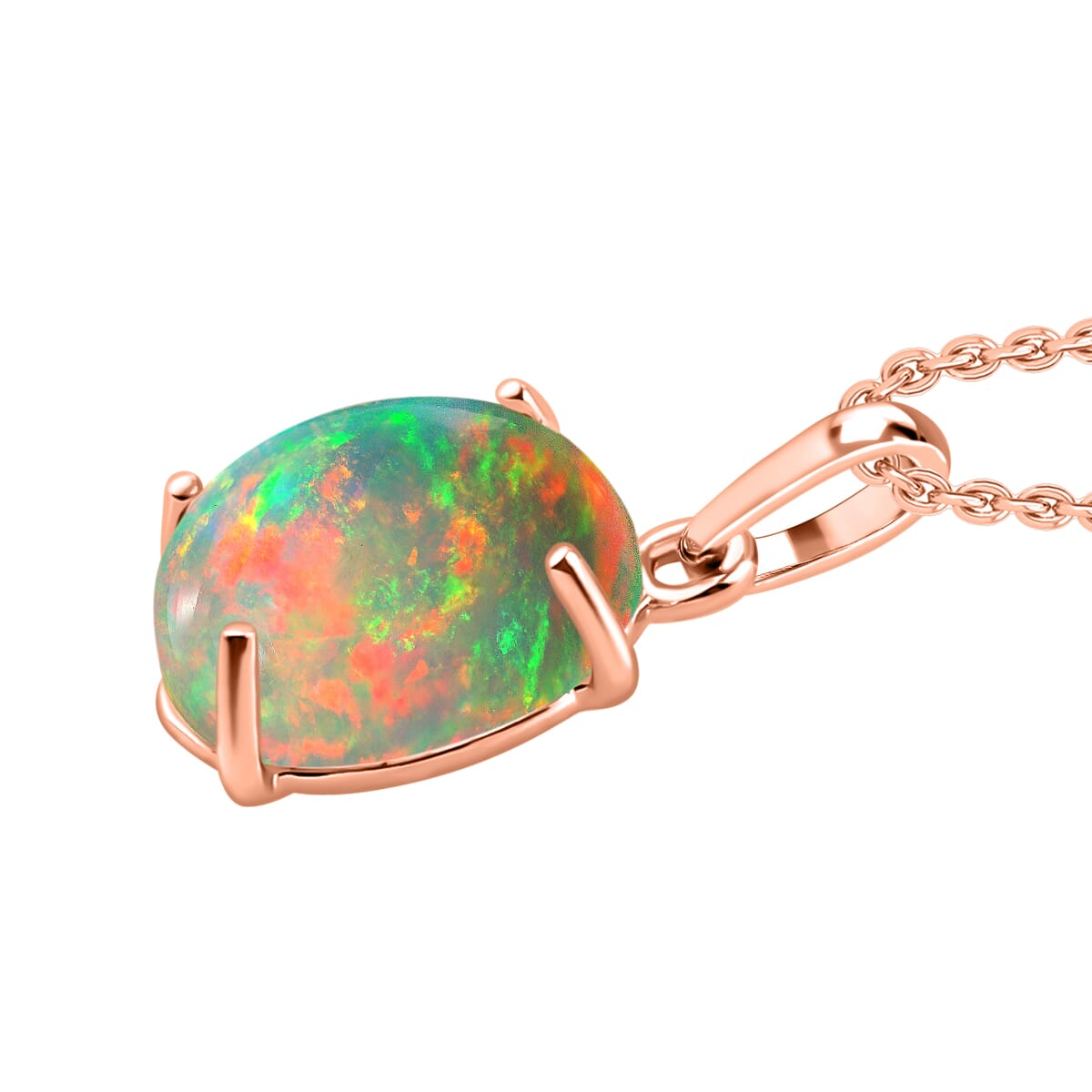 Rhapsody 18K Rose Gold AAAA Ethiopian Welo Opal Solitaire Pendant Necklace 20 Inches 1.80 ctw image number 2