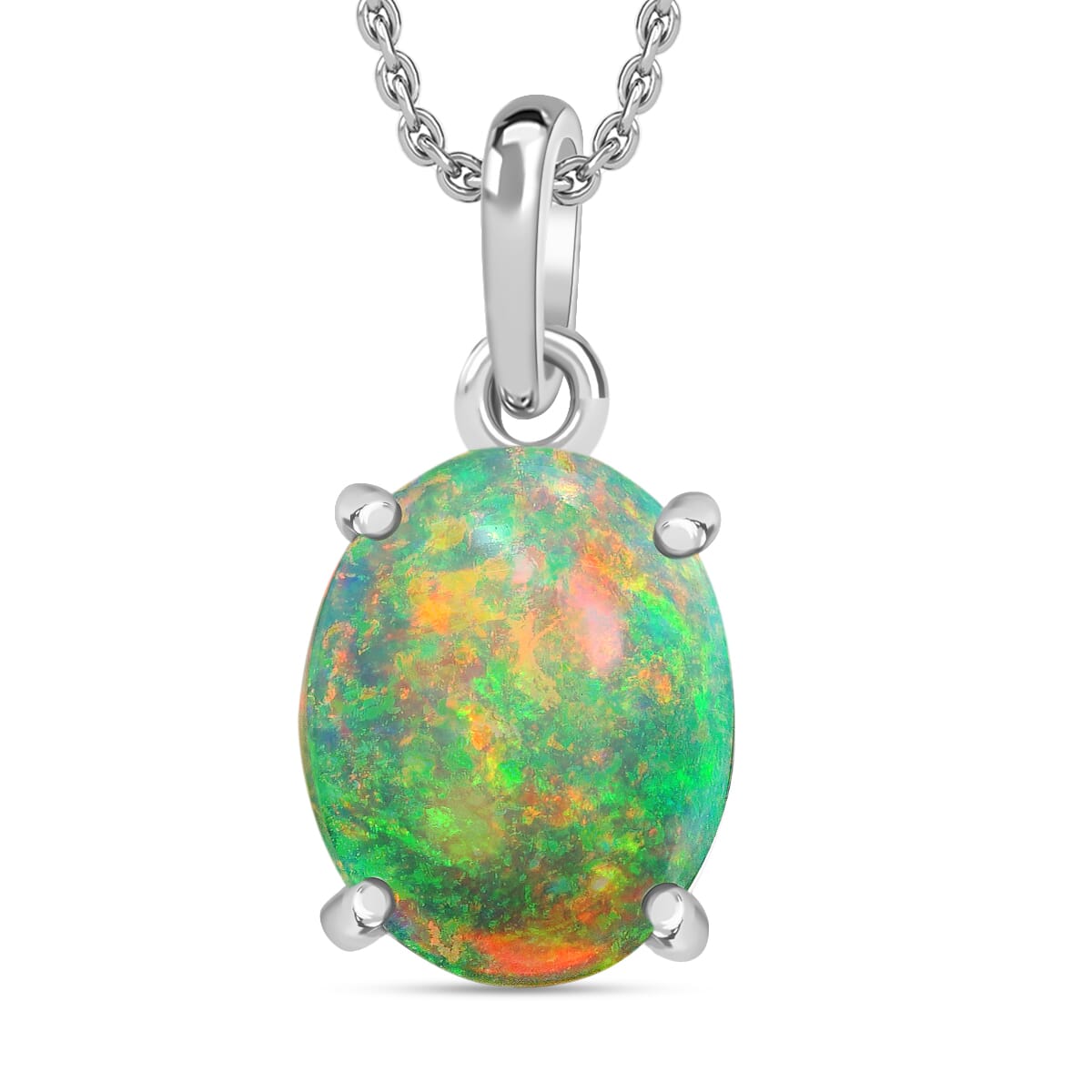 Rhapsody AAAA Ethiopian Welo Opal 1.80 ctw Solitaire Pendant Necklace 20 Inches in 950 Platinum image number 0