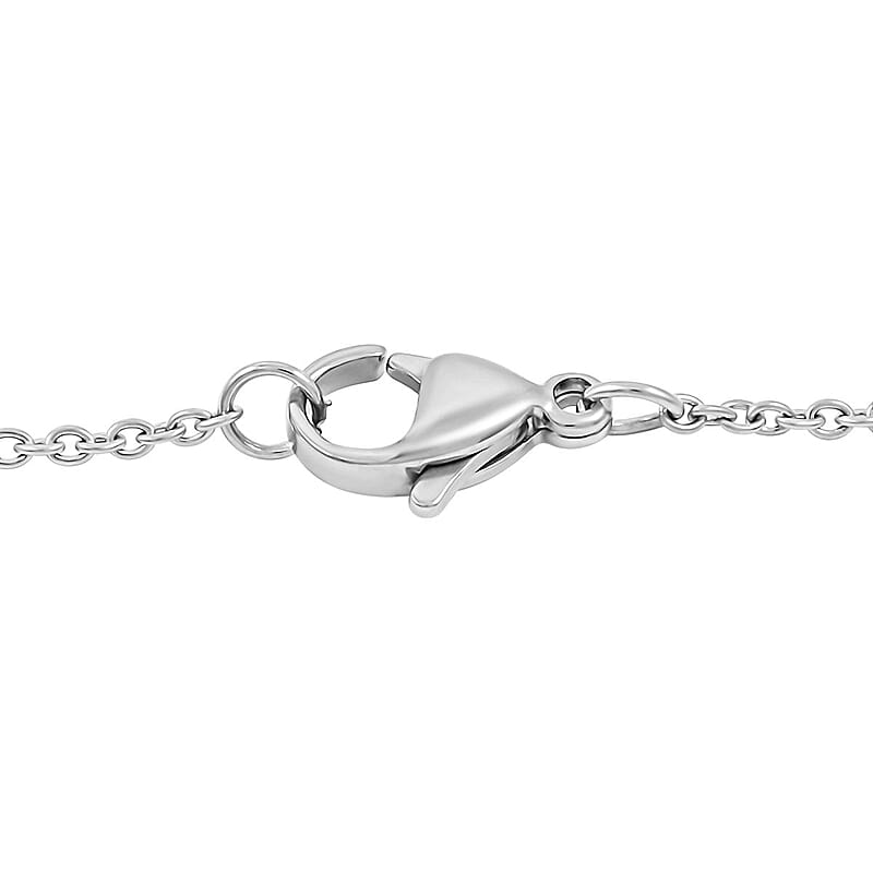 Classic Oval Peace Jasper 78.00 ctw Pendant in Silvertone with Stainless Steel Necklace (20 Inches)