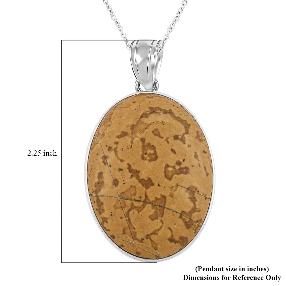 Plain Oval Inlay Frame Coconut Stone 64.00 ctw Pendant in Silvertone with Stainless Steel Necklace (20 Inches) image number 5