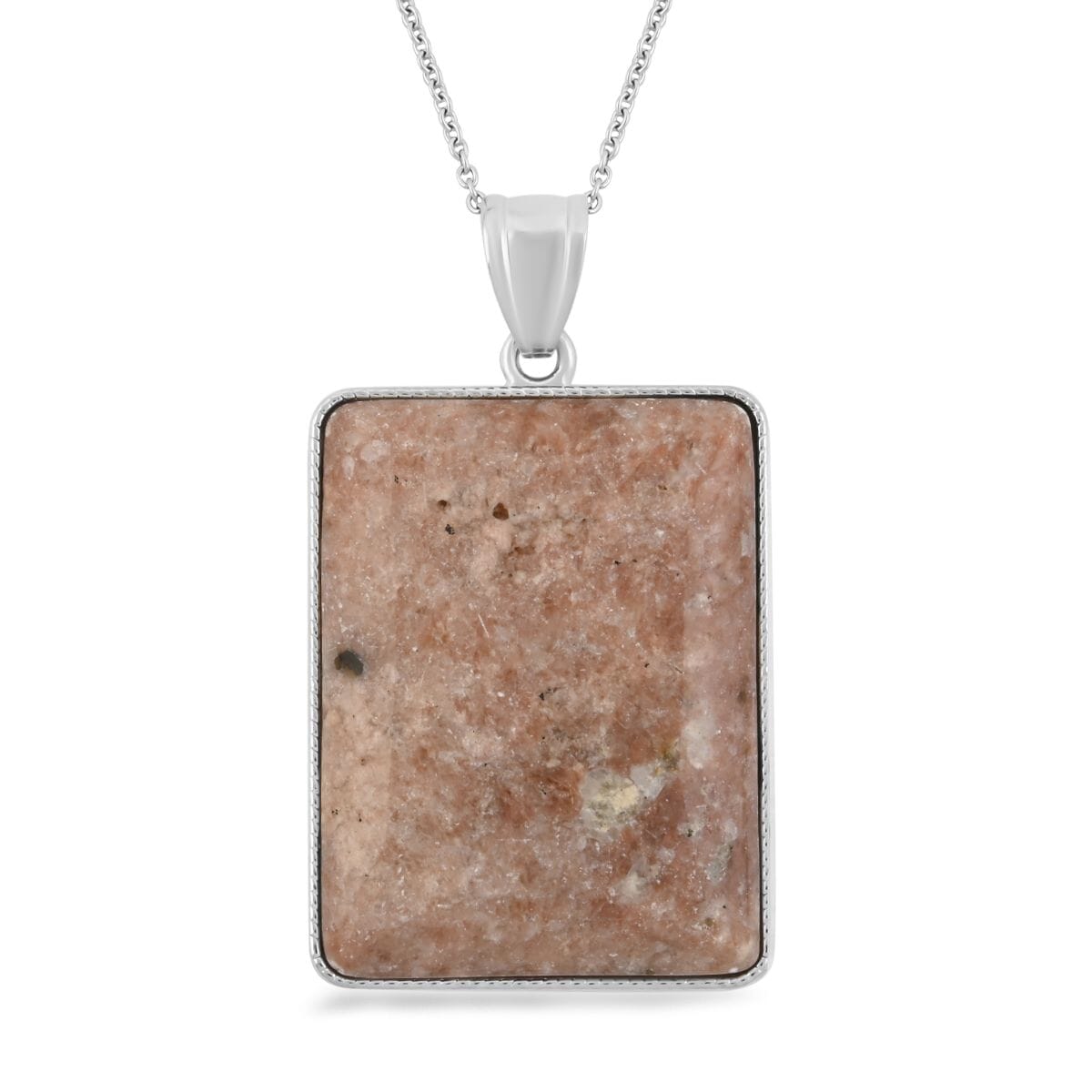 Plain Rectangle Chili Jasper 98.00 ctw Pendant in Silvertone with Stainless Steel Necklace (20 Inches) image number 0