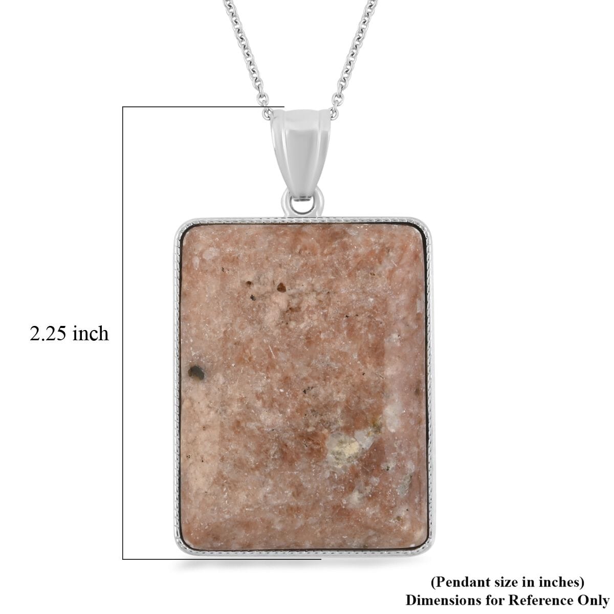 Plain Rectangle Chili Jasper 98.00 ctw Pendant in Silvertone with Stainless Steel Necklace (20 Inches) image number 5