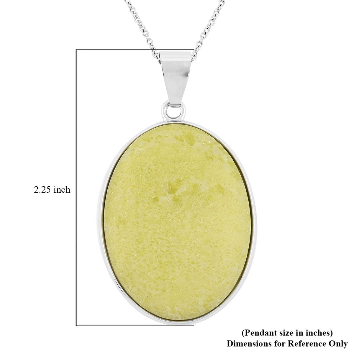 Plain Oval Inlay Frame Pineapple Jasper Pendant in Silvertone with Stainless Steel Necklace (20 Inches) 56.00 ctw image number 5