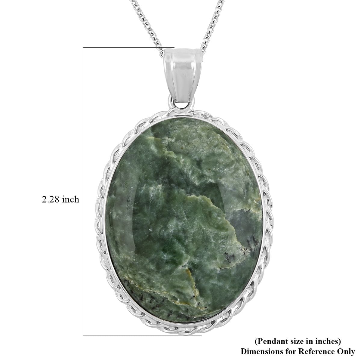 Inlay Classic Fancy Oval Flower Nephire 59.00 ctw Pendant in Silvertone with Stainless Steel Necklace (20 Inches) image number 5
