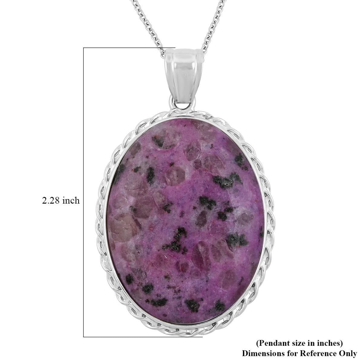 Inlay Classic Fancy Oval Purple Quartz 61.00 ctw Pendant in Silvertone with Stainless Steel Necklace 20 Inches  image number 5