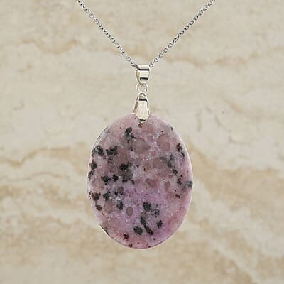 Oval Purple Quartz 57.00 ctw Pendant in Silvertone with Stainless Steel Necklace (20 Inches)