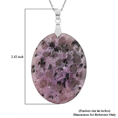 Oval Purple Quartz 57.00 ctw Pendant in Silvertone with Stainless Steel Necklace (20 Inches)