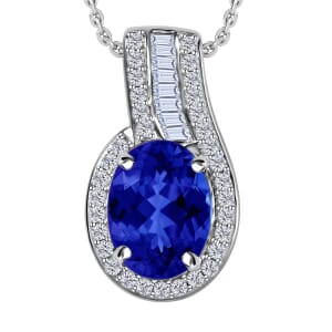 Rhapsody AAAA Tanzanite and E-F VS Diamond 1.55 ctw Pendant Necklace 20 Inches in 950 Platinum