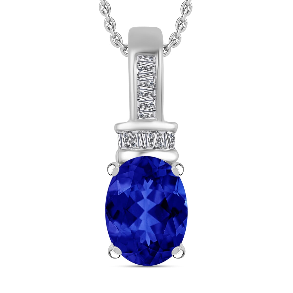 Rhapsody AAAA Tanzanite and E-F VS2 Diamond 1.40 ctw Pendant Necklace 20 Inches in 950 Platinum image number 0