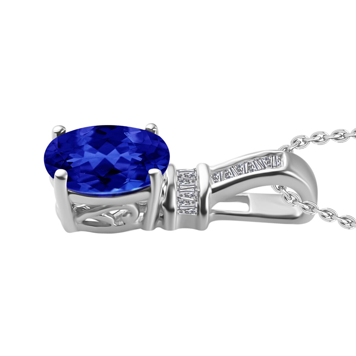 Rhapsody AAAA Tanzanite and E-F VS2 Diamond 1.40 ctw Pendant Necklace 20 Inches in 950 Platinum image number 2