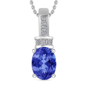 Rhapsody AAAA Tanzanite and E-F VS2 Diamond 1.40 ctw Pendant Necklace 20 Inches in 18K White Gold