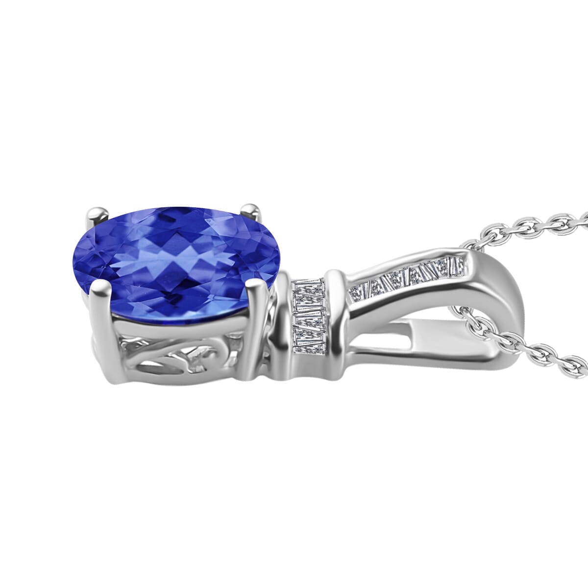 Rhapsody AAAA Tanzanite and E-F VS2 Diamond 1.40 ctw Pendant Necklace 20 Inches in 18K White Gold image number 2