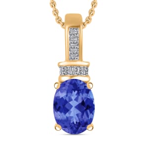 Rhapsody AAAA Tanzanite and E-F VS2 Diamond 1.40 ctw Pendant Necklace 20 Inches in 18K Yellow Gold