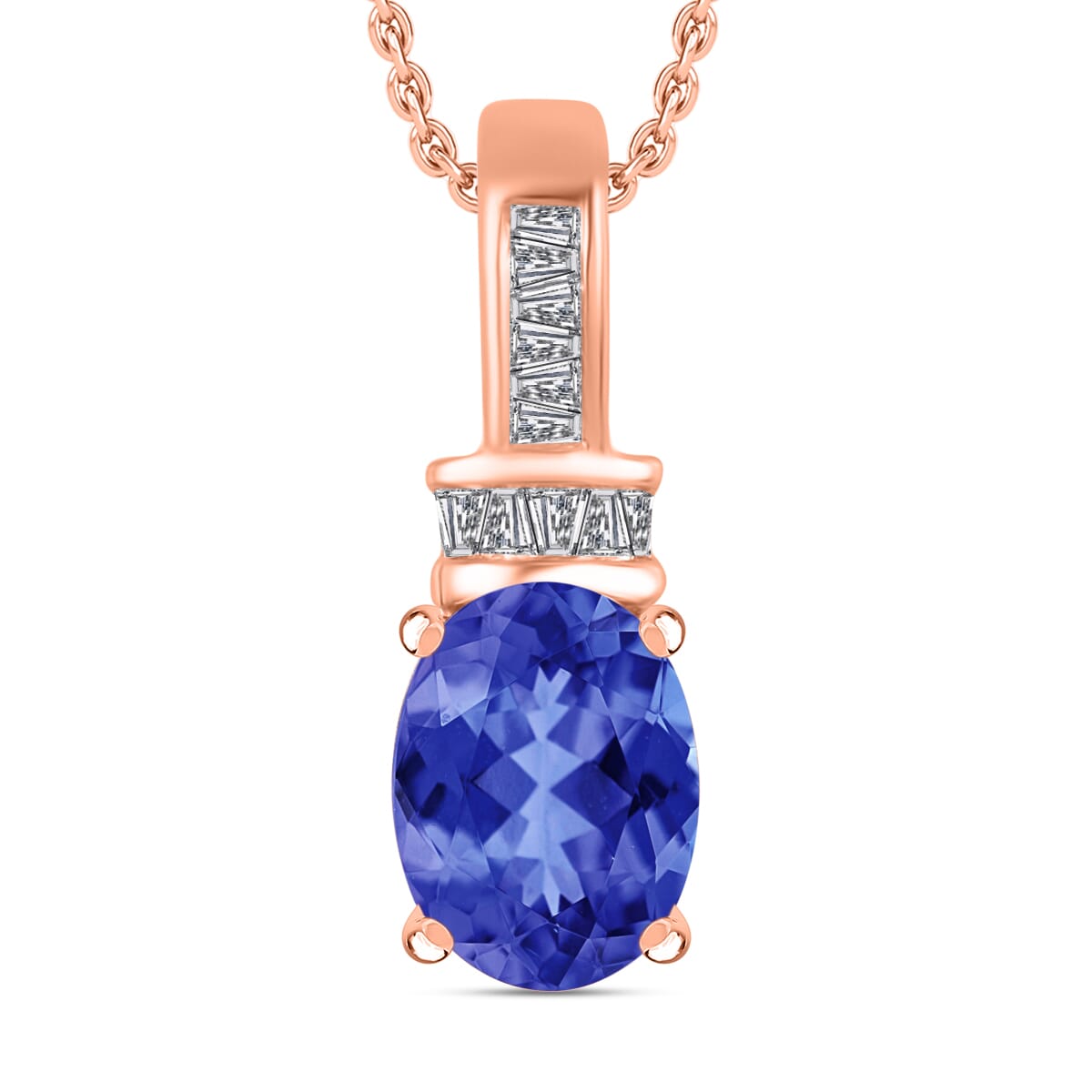 Rhapsody AAAA Tanzanite and E-F VS2 Diamond 1.40 ctw Pendant Necklace 20 Inches in 18K Rose Gold image number 0
